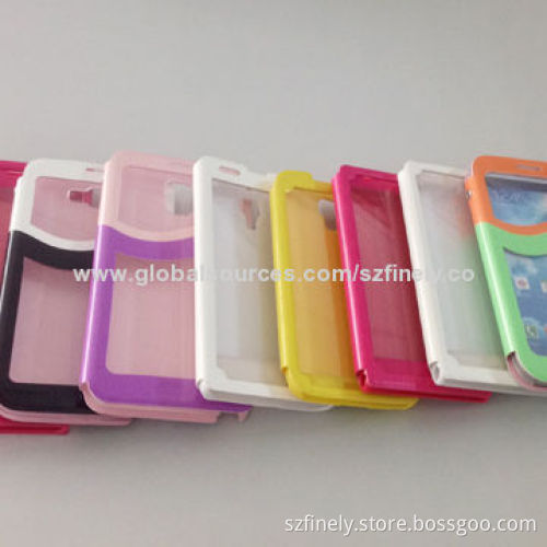 S-view Big Window Flip Leather Case for Samsung S4, Transparent Window Directly to Answer Calls